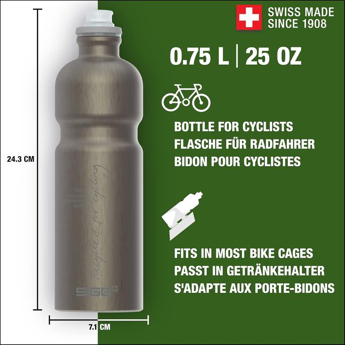 Пляшка для води SIGG Alu Sport 0,75 л, легка, BPA-free, сертифікат KlimaPartner, Швейцарія, колір «Geräucherte Perle»