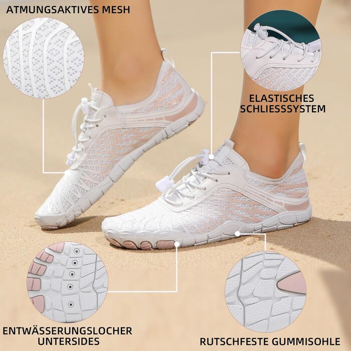 Босі кросівки для жінок та чоловіків: водяні, для ходьби, плавання, трейлраннінг, фітнес. Розміри 42 EU, чорний/синій.