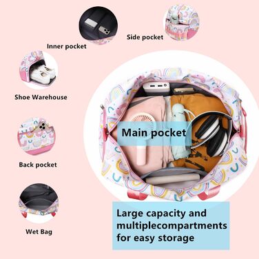 Спортивна сумка Kinder з відділенням для взуття, водонепроникна сумка для плавання (райдужні кольори)