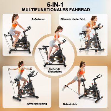 Велотренажер DMASUN: Тихий ергометр для дому з регулюванням опору, дисплеєм та підставкою для планшета. Ідеальний для кардіотренувань в приміщенні. Максимальне навантаження: 160 кг, колір - помаранчевий.