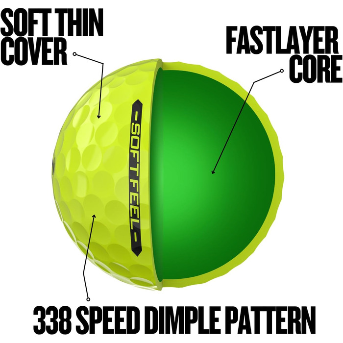 Гольф-м'ячі Srixon Soft Feel 14: преміум якість, стабільний політ, контрольований спін, Tour Yellow/Білий