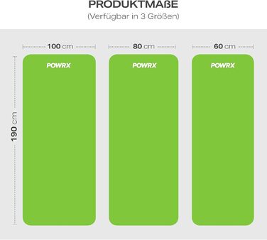 Килимок для йоги, гімнастики та пілатесу POWRX - тренувальний килимок з антиковзаючою поверхнею, без фталатів, з чохлом та інструкцією. Зелений, 190 x 60 x 1.5 см