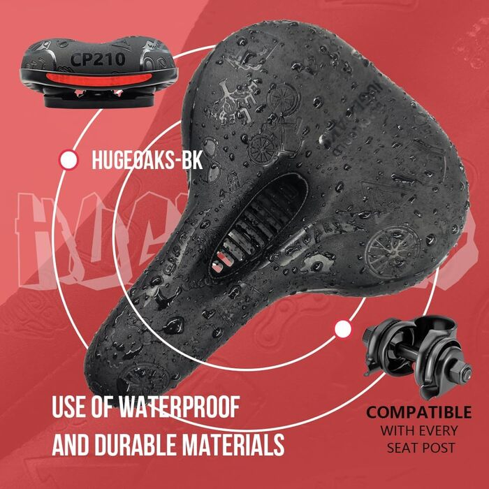 Велосипедне сідло HUGEOAKS для чоловіків та жінок: комфортне, універсальне для MTB, шосе, фітнесу, BMX та міста