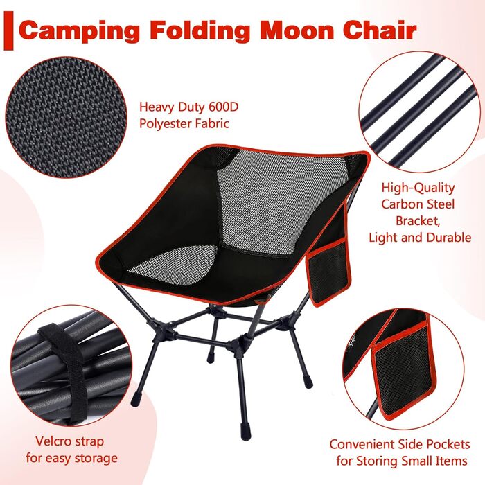Складний туристичний стільчик SaiXuan з кишенею та сіткою, до 120 кг, для відпочинку, риболовлі та пікніків