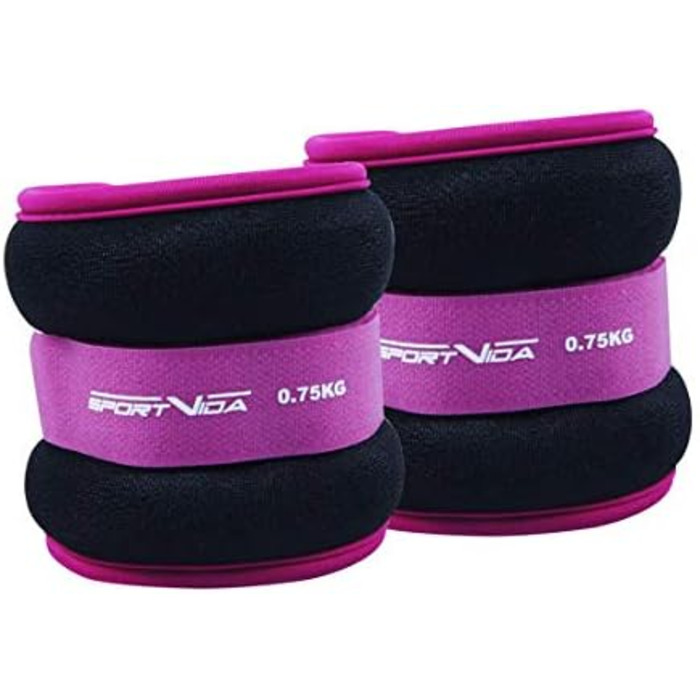 Набір вагів SportVida для ніг та рук: манжети для щиколоток, різні ваги та кольори (фіолетовий)