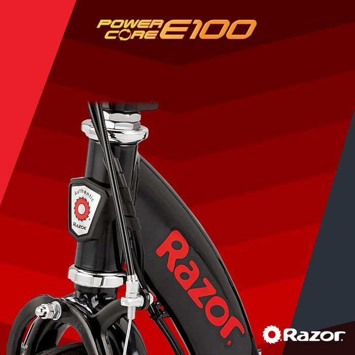 Дитячий електросамокат Razor Power Core E100, 100 Вт, з мотором у ступиці, надувне колесо 8'', швидкість до 18 км/год, до 60 хв їзди, для дітей від 8 років