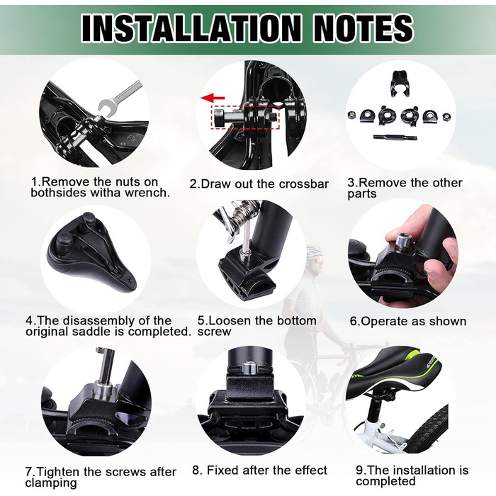 Велосипедний сідло ENJOHOS: водонепроникне, для MTB, трекінгу, шосе, зелене