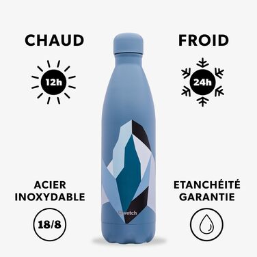 Термос Qwetch Altitude 750 мл, денім-синій, 24 год тримає холод, 12 год тепло, герметичний, BPA-free, багаторазовий