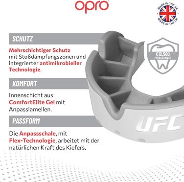 Захист для зубів OPRO Mundschutz Silber-Level – для боксу, MMA, кікбоксингу, хокею, регбі – для дорослих та дітей – самоадаптуюча накладка – з гарантією стоматолога – білий/срібний – для юніорів (до 10 років)
