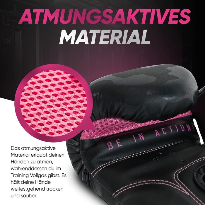 MADGON Боксерські рукавички для жінок - преміум якість, для кікбоксингу, MMA, спарингу, муай-тай, боксу - 10oz, камуфляж/рожевий