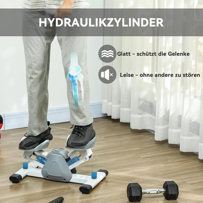 Міні-степер SPORTNOW для дому з LCD-дисплеєм, неслизькі педалі, до 100 кг, для фітнесу, тренування ніг, сірий