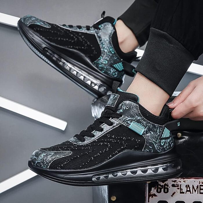 Спортивні кросівки LIN&LE для чоловіків та жінок, бігові кросівки з повітряною подушкою, повсякденні кросівки, чорний, 43 EU