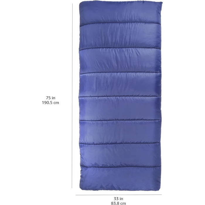Спальний мішок Amazon Basics 4 сезони, для холодної та теплої погоди, для кемпінгу та піших прогулянок, прямокутний, блакитний