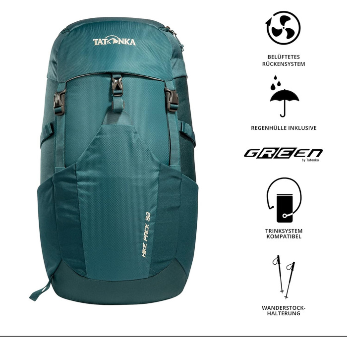 Рюкзак для туризму Tatonka Hike Pack 32 л з вентиляцією спини та дощовиком, легкий та зручний для походів