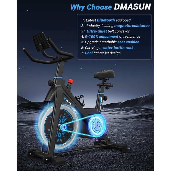 Велотренажер DMASUN 8715C з магнітним опором, велоергометр з LCD-дисплеєм, фітнес-велосипед для дому, до 160 кг