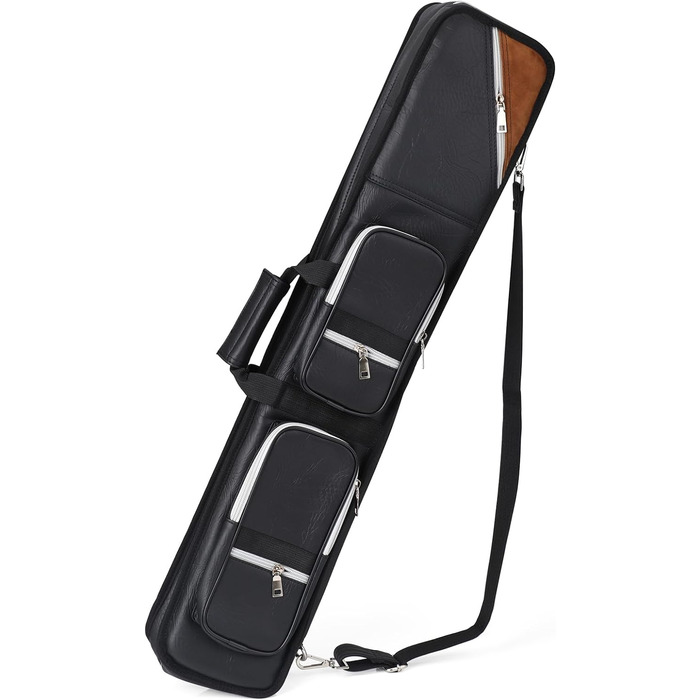 Чохол для більярдних київ ICZW на 4 киї (8 насадок) з шкірозамінника, чорний та верблюжий