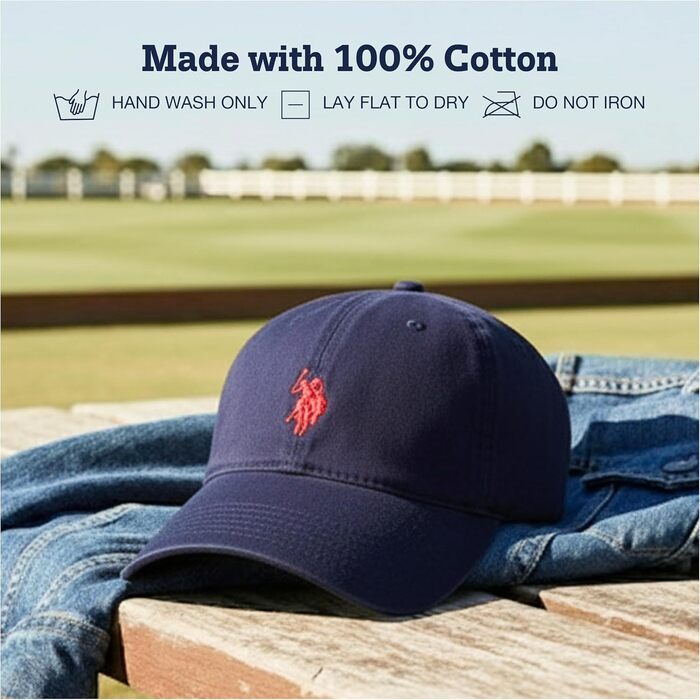 Кепка-бейсболка U.S. Polo Assn. з логотипом Pony, 100% бавовна, регульована, темно-синя