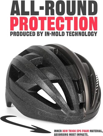 Велошолом VICTGOAL для MTB і шосе з магнітним візором, LED підсвіткою, сонцезахисним козирком, для дорослих, розмір XL (59-63 см)