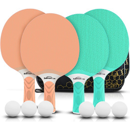 Набір тенісних столів Senston для 2-4 гравців: професійні ракетки з гумою, для гри в приміщенні та на вулиці (помаранчевий/зелений)