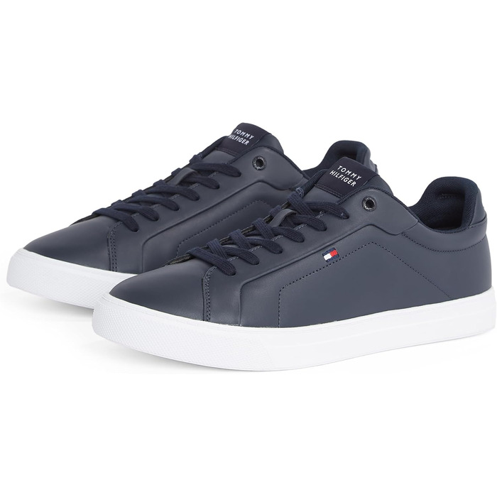 Шкіряні чоловічі кросівки Tommy Hilfiger Low Icon Court Leather Flag Essential, сині (розмір 45 EU)