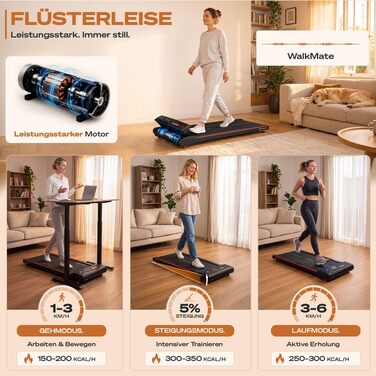 Бігова доріжка Sportstech WalkMate для дому та офісу з нахилом до 5%, швидкість 1-6 км/год, компактна, до 120 кг