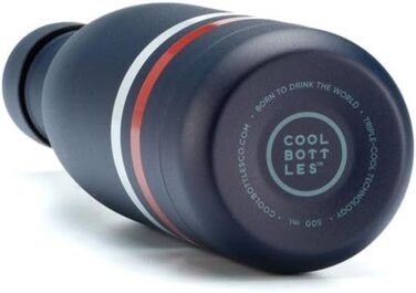 Термос-пляшка Cool Bottles 500 мл, нержавіюча сталь, темно-синя, 3D-друк, зберігає холод 36 годин, тепло 18 годин, BPA Free
