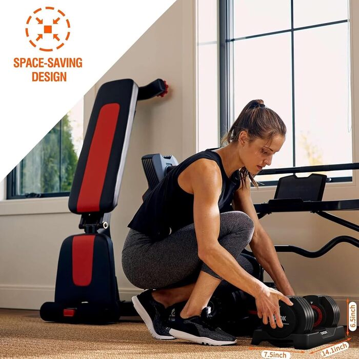 Набір гантелей SKOK 25/55 lbs (11,3 кг) з регульованою вагою, чорний, з підставкою