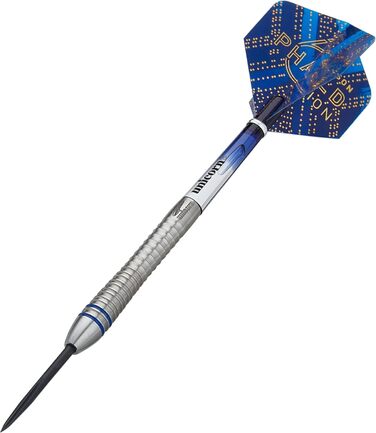 Набір дротиків Unicorn з сталевим вістрям Gary Anderson 90% вольфрам, сині акценти, 21-24 г, у подарунковій коробці