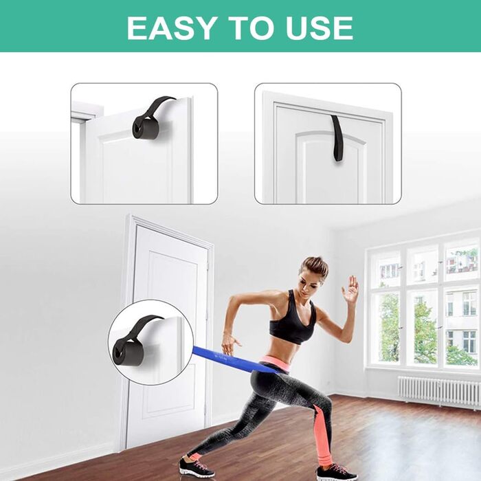 Фітнес-гумки Youery 4 шт., Набір еластичних стрічок для фітнесу, силових тренувань, йоги та пілатесу, з кріпленням для дверей та сумкою для перенесення