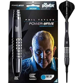 Дротики Target Phil Taylor Power 9-Five Gen 4 95% вольфрамові, м'який наконечник, набір