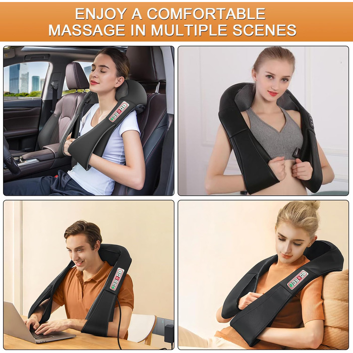Електричний масажер для шиї та спини з підігрівом, Shiatsu 3D масаж, для тіла, ніг, подарунок