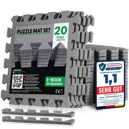 Набір захисних пазл-килимчиків для підлоги unycos (12/20/28 шт), 30x30x1 см, протиковзні мати для тренажерного залу, фітнесу та йоги, водонепроникні, сірі