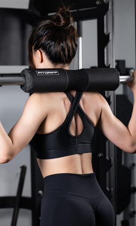 Fitgriff® Подушка для штанги з липучкою, чорна – м’який валик для присідань, хіп-трасту, тренувань сідниць, фітнесу, захист шиї