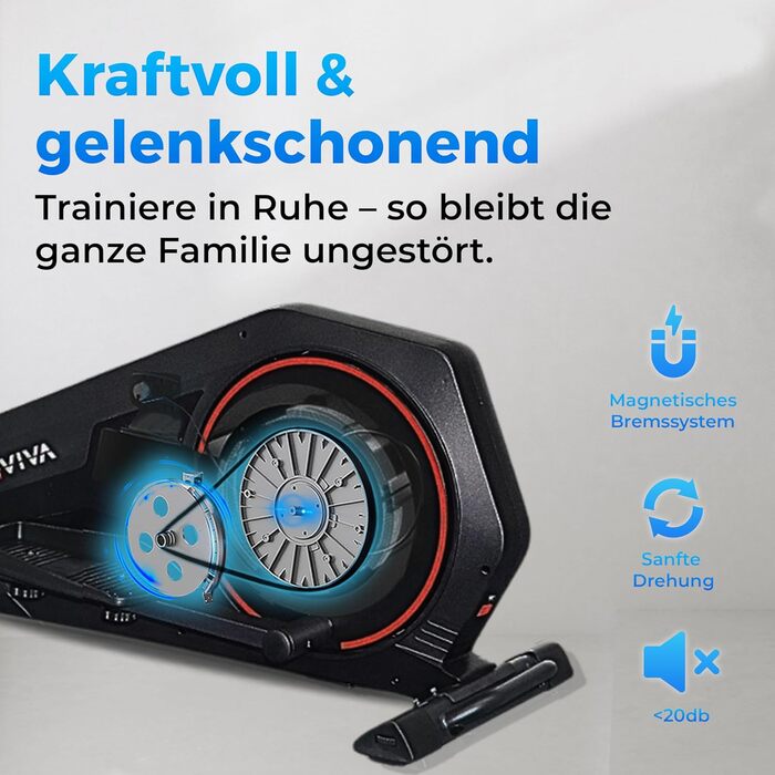 Еліптичний тренажер AsVIVA C28 Pro - 16 кг маховик, тихий ремінний привід, електричне регулювання опору, фітнес-комп'ютер, транспортні ролики