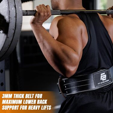 Спортивний пояс для важкої атлетики Fit Active для жінок та чоловіків, преміум-якість, шкіра, регульований, чорний, розмір M