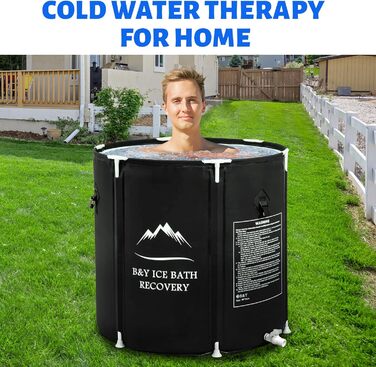 Ексклюзивна ванна для крижаних процедур B&Y з кришкою (75x75 см) – для спортсменів та відпочинку на природі