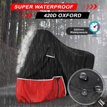 Водонепроникний захисний чохол для мотоцикла Piaggio MP3 400/500 (з кофром) - 420D Oxford, чорний/червоний