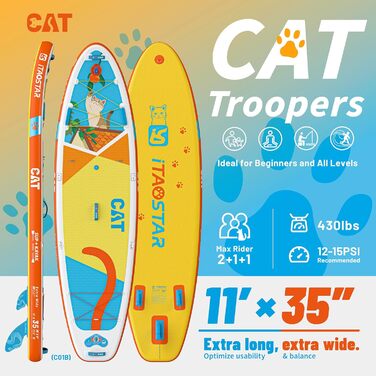 Надувне SUP-борд iTAOSTAR Pets 74/89 см: Комплект з аксесуарами, широка платформа для стабільності, персоналізовані фіні