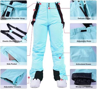 Комплект гірськолижний (куртка та штани) від ALSOGO: водонепроникний, знімний капюшон, для катання на лижах та сноуборді (XXL, TY133BluW, блакитний)