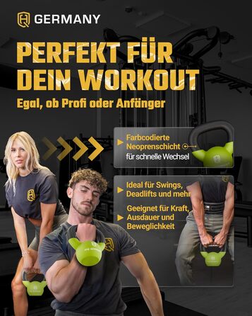 Гантель-гиря з неопрену HQ Germany® | Чавунний литник | 2-32 кг | Стартові набори | Точність ваги ±2,0%