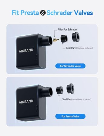 Електрична велосипедна міні-помпа AIRBANK Pocket, акумуляторна, 300 мАг, 100 PSI, компактний компресор для всіх типів велосипедів