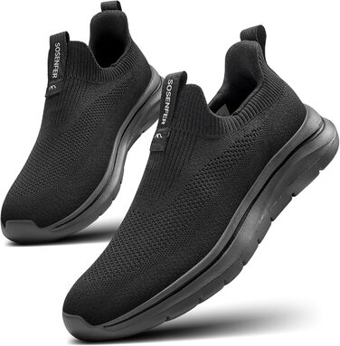 Сліпони чоловічі Sosenfer: дихаючі кросівки без шнурівків, зручні спортивні та прогулянні, сірі та чорні (46 EU)