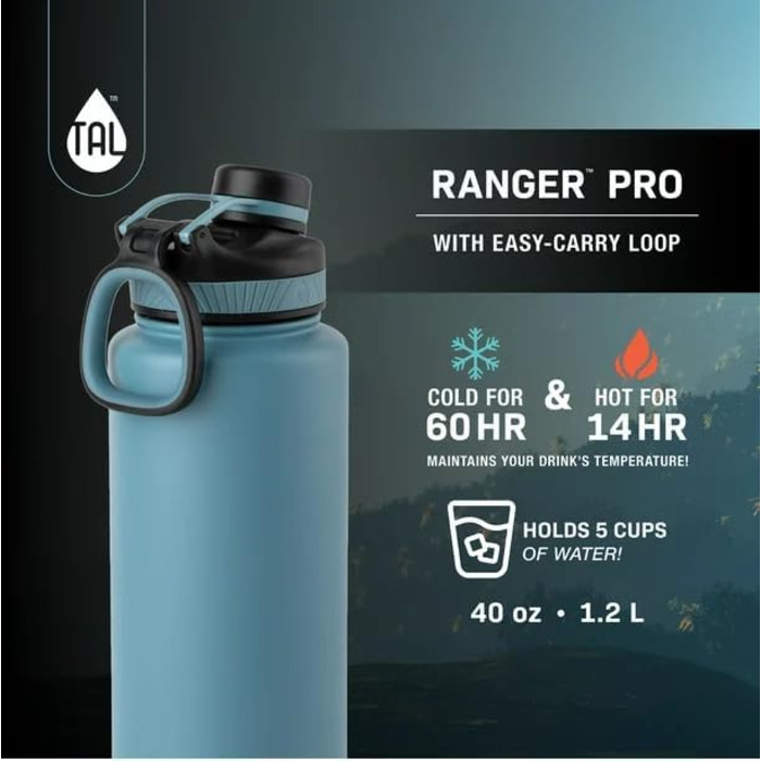Термобутилка Ranger Pro, подвійні стінки, ізольована, нержавіюча сталь, 1,2 л, м'ятна
