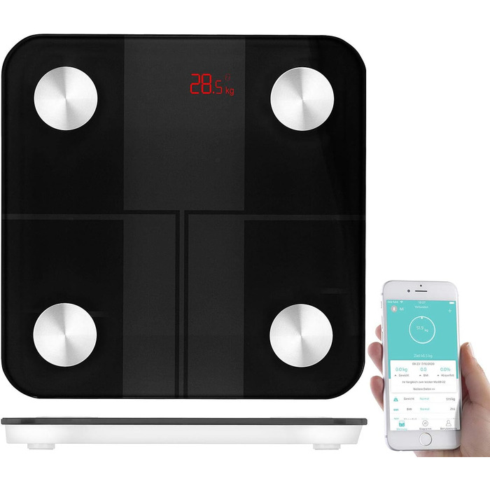 Вага для тіла Newgen Medicals 14-в-1 з аналізом складу тіла, Bluetooth, App, розпізнавання користувача (для ванної кімнати, для літніх людей)