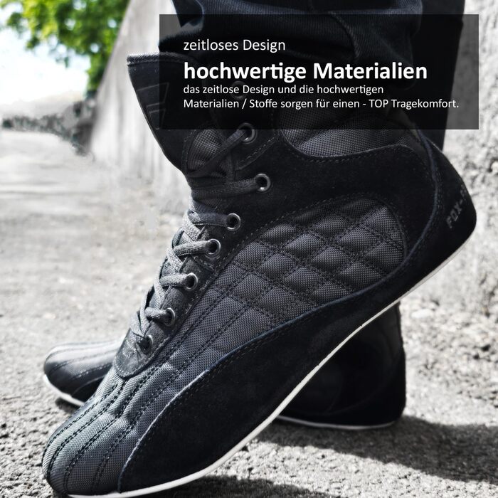 FOX-FIGHT Кросівки для бойових мистецтв | Для жінок та чоловіків | Дихаючі, гнучкі | Замша | Кросівки для боротьби | Атлетика, фітнес, бодібілдинг (44 EU, Чорний)