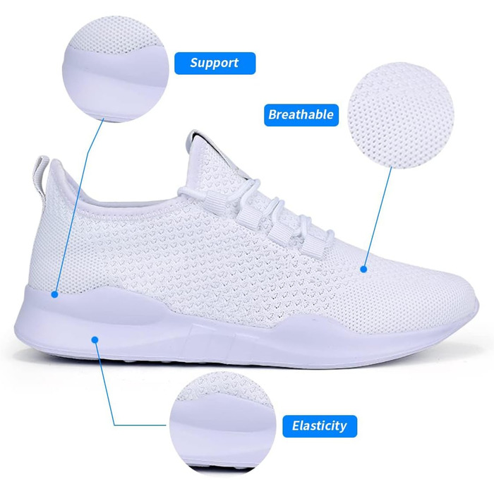 Чоловічі кросівки для бігу та занять спортом. Легкі, дихаючі, для фітнесу, тенісу, тренувань. Розмір 44.5 EU, білий колір