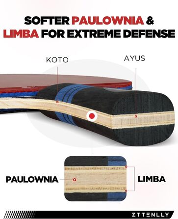 Набір ракетки для настільного тенісу, карбонова технологія, 7 шарів, для професіоналів, швидкість/контроль/баланс, гума 2 мм, чохол