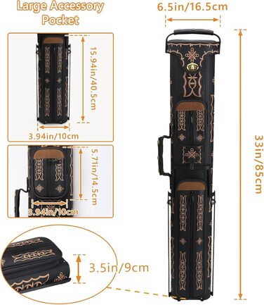 Чохол для бильярдних київ Schwarze Stickerei: на 2 кийки (butt) та 4 шахти (shaft). Жорсткий, зі стійкою. Аксесуари для більярду.