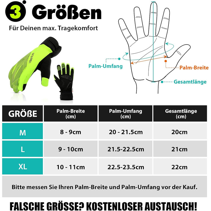 Зимові рукавички HIKENTURE: водонепроникні, для велосипеда та катання на лижах, тепла терморукавичка для чоловіків та жінок, з гелевою підкладкою, жовто-зелені, для бігу та активного відпочинку