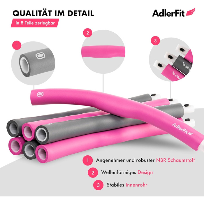 Hula Hoop AdlerFit для дорослих та дітей: фітнес-обруч для схуднення, 1,2 кг, діаметр до 100 см